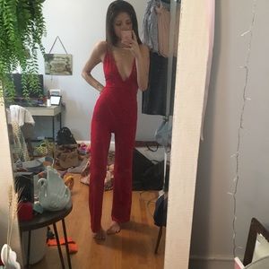 red urban outfitters jumpsuit